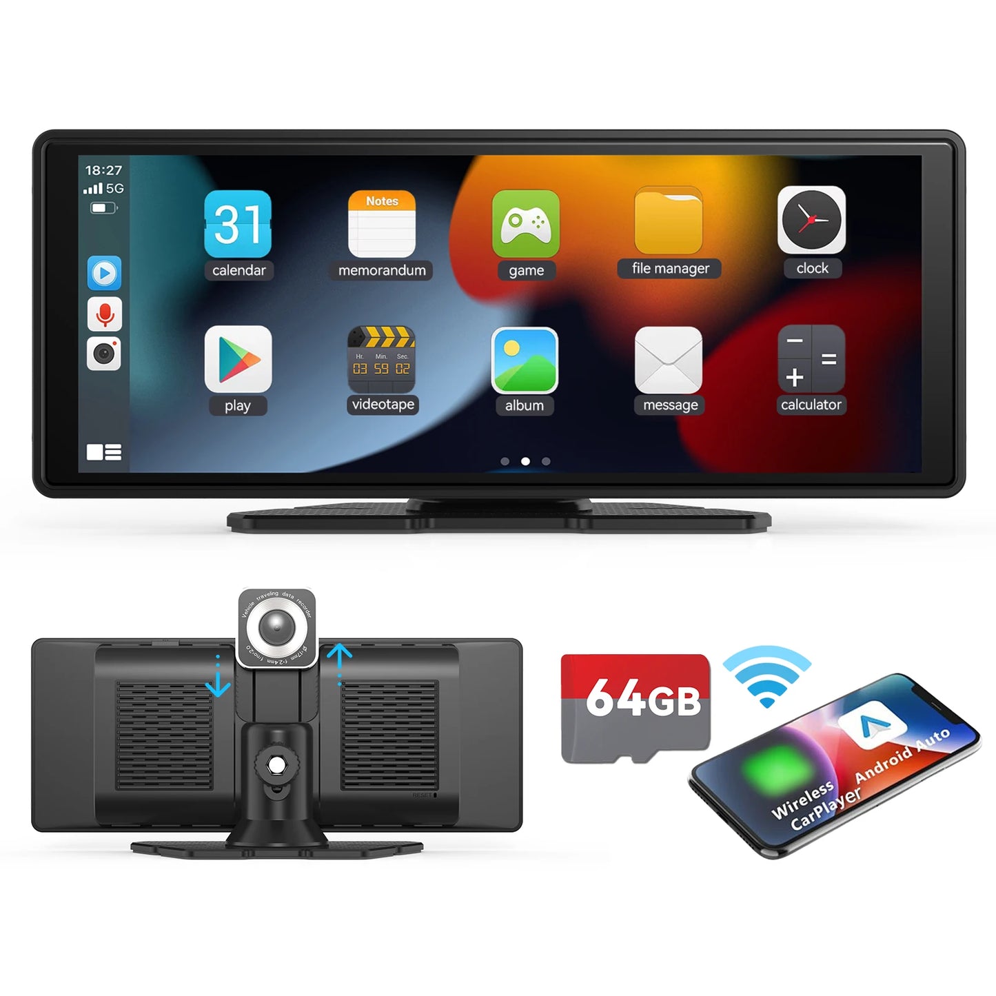 10.26" Inch Portable Wireless CarPlay Screen